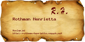 Rothman Henrietta névjegykártya